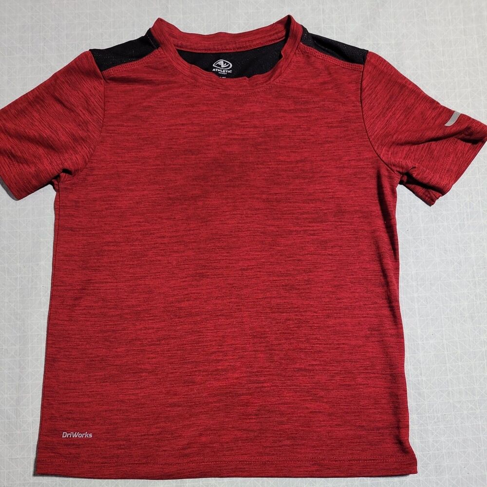 Athletic Works DriWorks Short Sleeve Red Marbled T-Shirt Boys Medium (8)